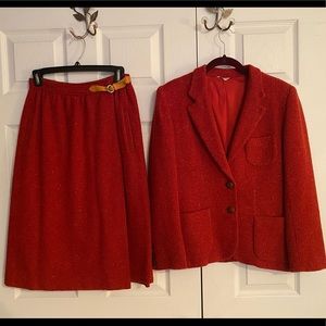 Vintage 1970s Liz Claiborne Rust Red Tweed Wool Suit
